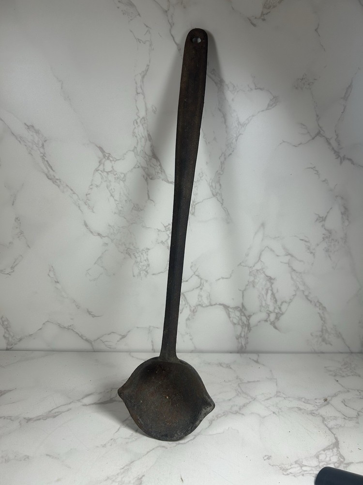 Antique Cast Iron Smelting Ladle Blacksmith Tool Single Spout Pourer Rustic Prim