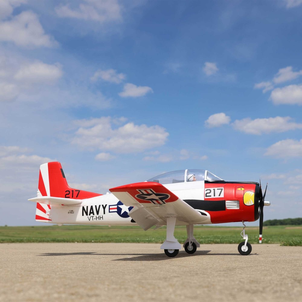 E-flite RC Airplane T-28 Trojan 1.2m BNF Basic with Smart EFL18350