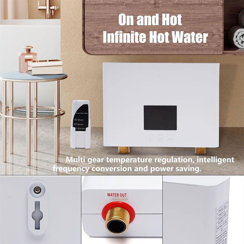 110V Kitchen Electric Hot Tankless Water Heater Shower Instant Boiler Bathroom