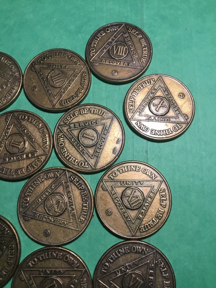 Alcoholics Anonymous Tokens Number 1 through 12