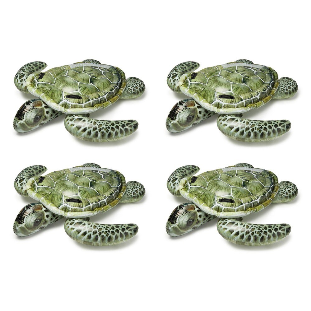 Intex Realistic Sea Turtle Inflatable Ride On Pool Float with Handles (4 Pack)