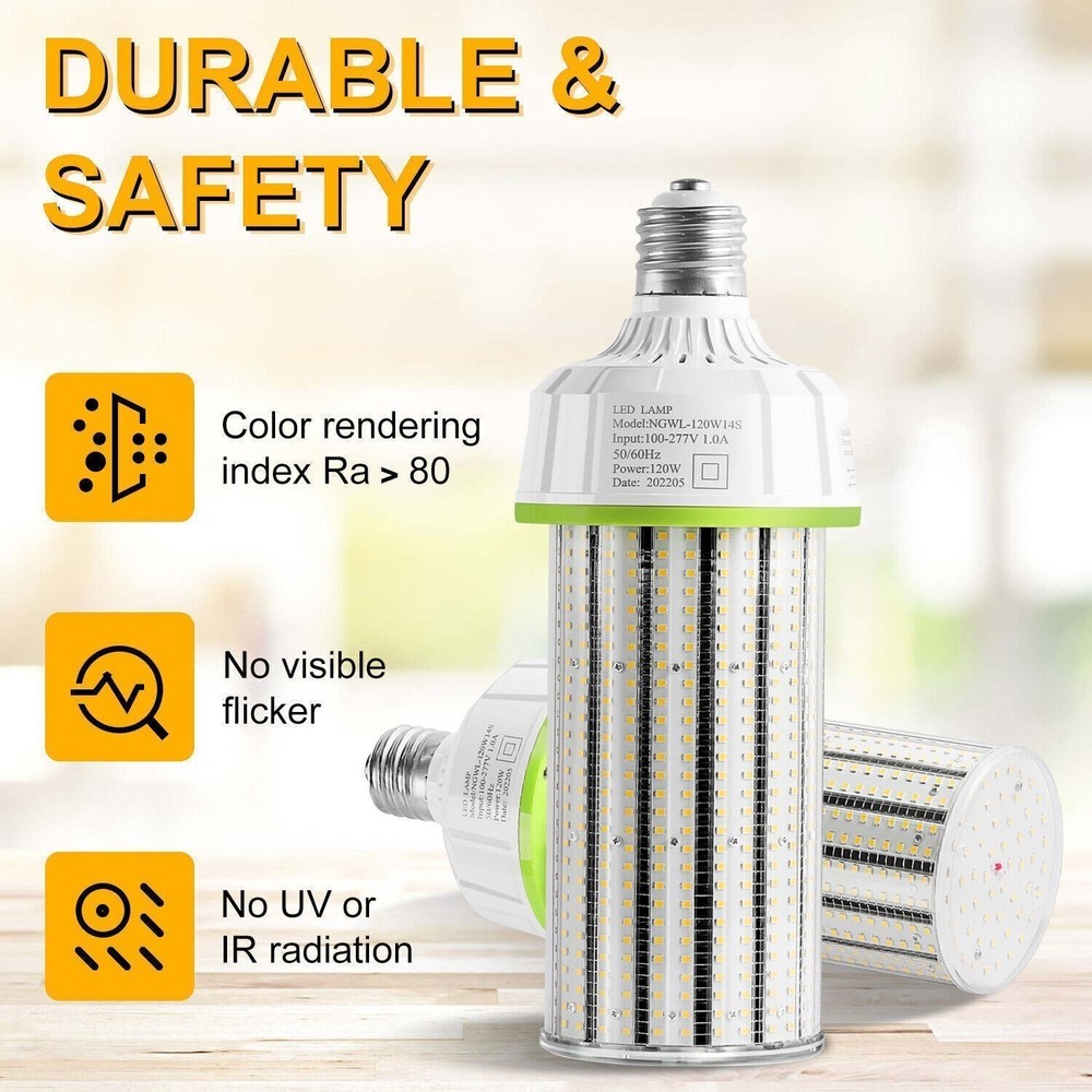 5000K 120W LED Corn Light Bulb E39 Mogul Base 16800LM Factory Lighting Daylight