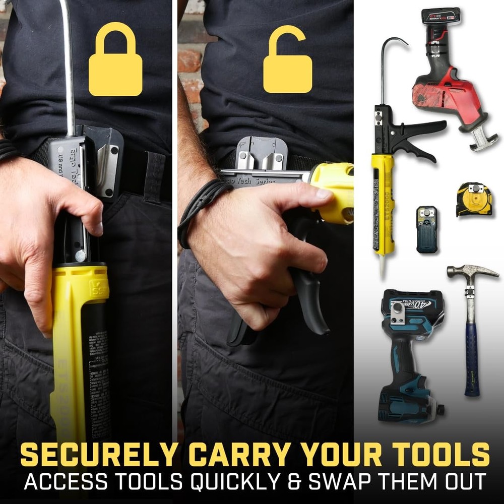 Universal Tool Holster - Gravity Locking Clip-On Belt Holder for Drills & Tools