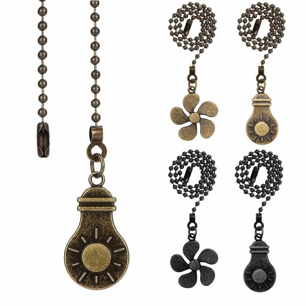 6Pcs Ceiling Fan Light Bulb Pull Chain Beaded Ball Extension Connector Decor 12"