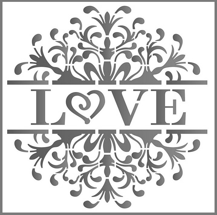 8"x8" Clear Plastic Stencil - Valentine (MC422)
