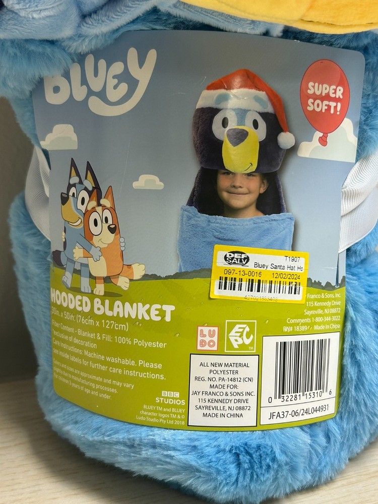 Bluey Hooded Santa Blanket