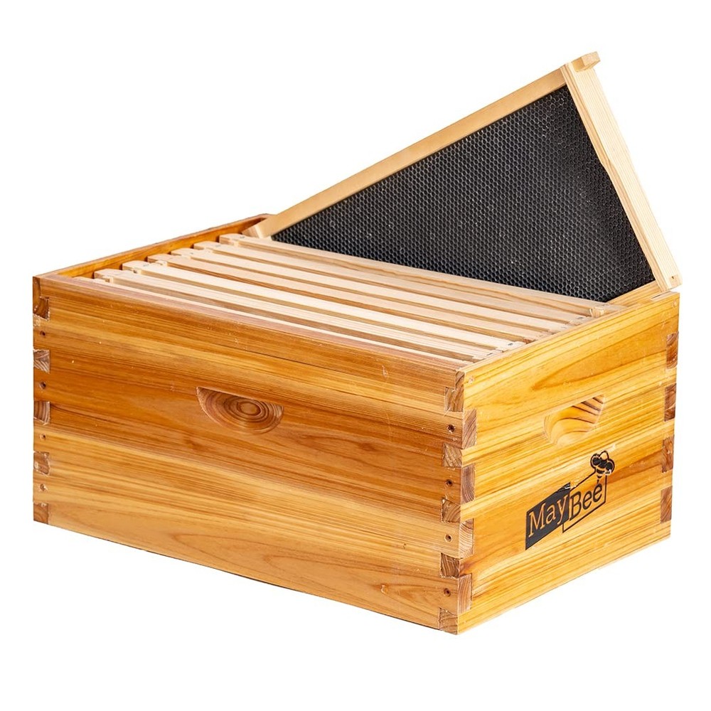 8-Frame Langstroth Beehive Deep Brood Box - 100% Beeswax Coated