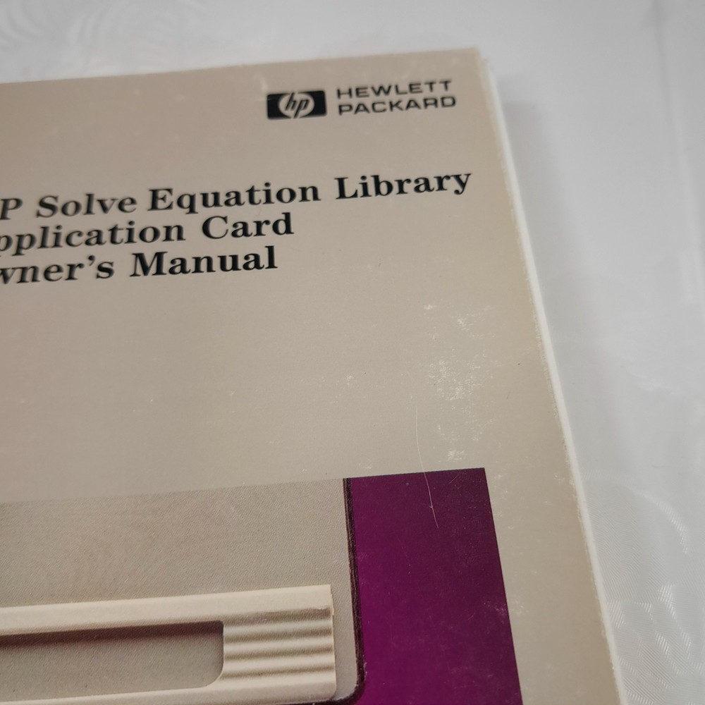 HEWLETT PACKARD HP Solve Equation Library Application Card Owner's Manual 8211A