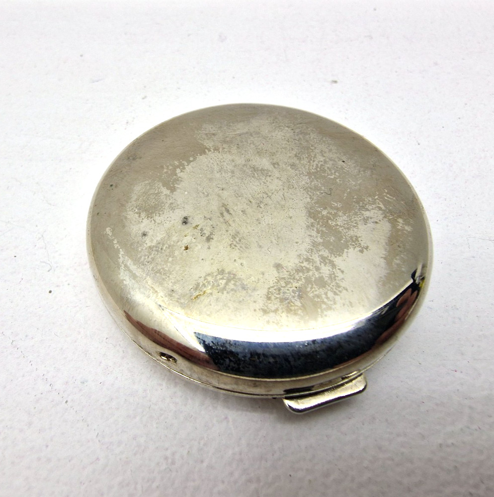 Vintage Round Pocket Compact Double Mirror Silver Plated Makeup Mirror