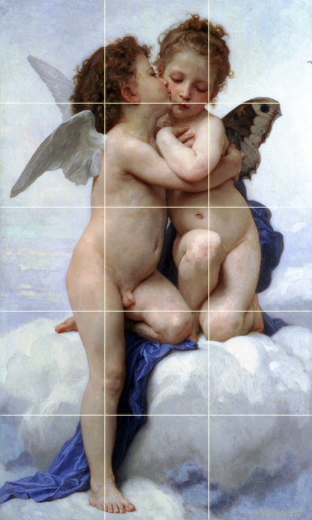 Art William Bouguereau First Kiss Tiles Mural Ceramic Backsplash Bath Tile #1470