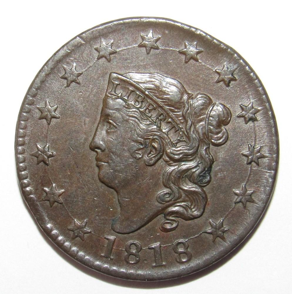 1818 Coronet Head Large Cent BN UNC