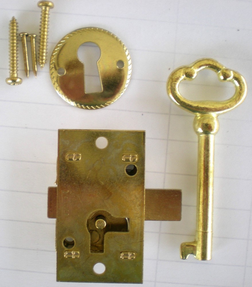 Clock Door / Curio Cabinet Lock Bright Brass