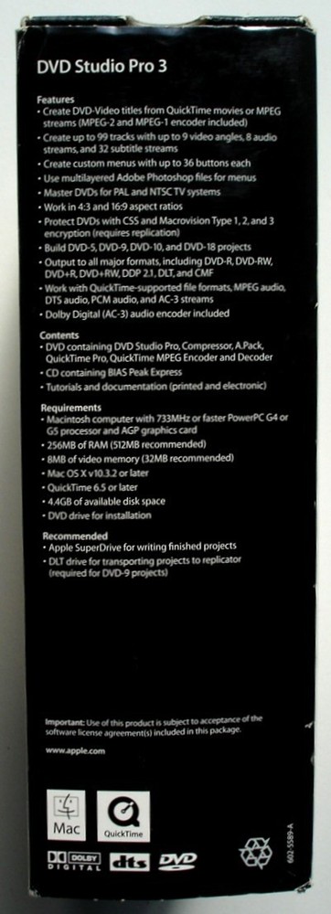 Apple DVD Studio Pro 3 Professional DVD Authoring, Academic, Boxed