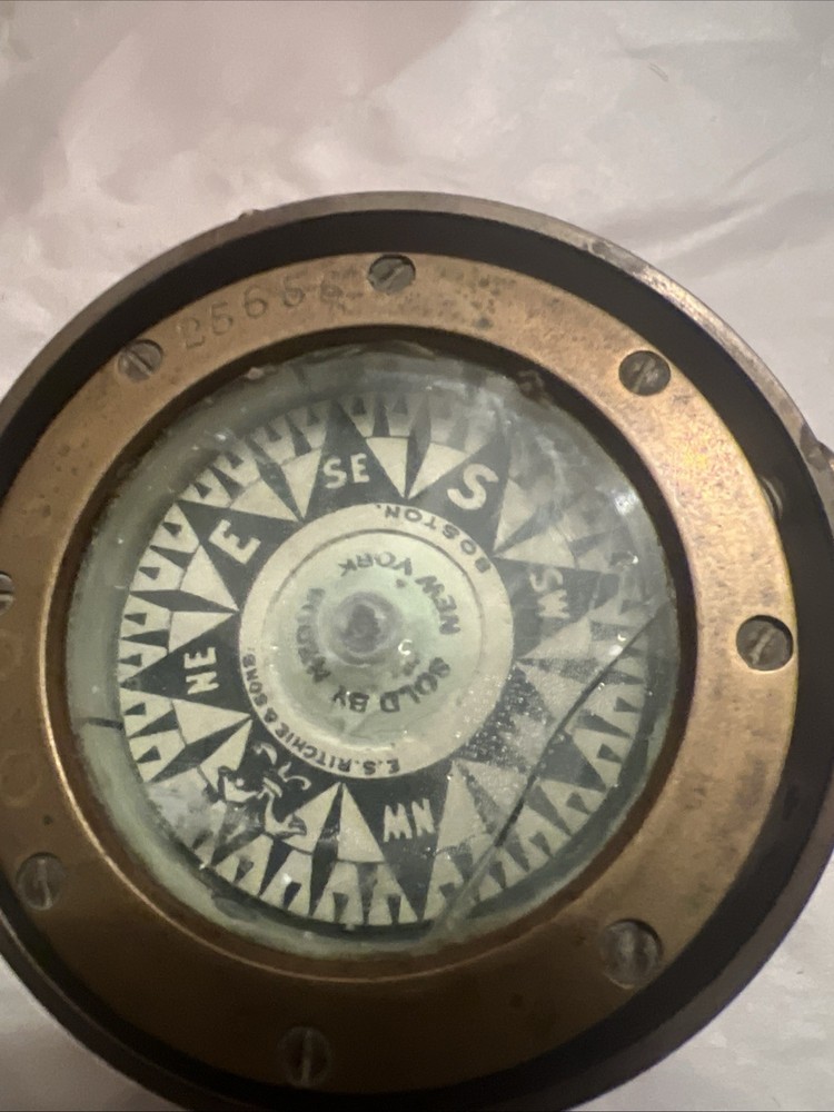 E.S. Ritchie & Sons Boston Nautical Box Ship Compass 1930s