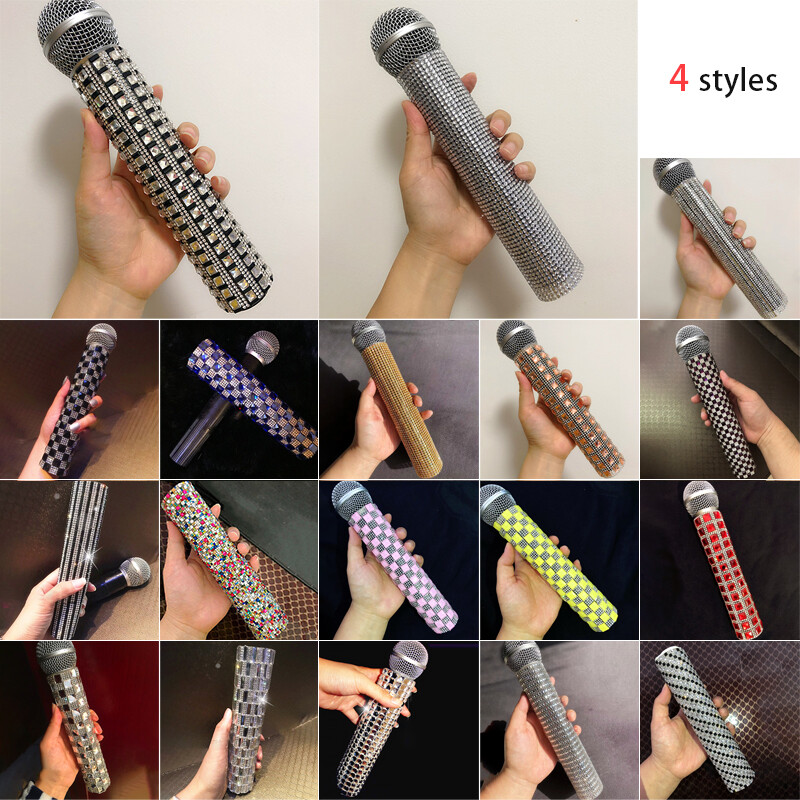 Rhinestone Microphone Handle Cover Sleeve Protector Prop Sparkly Accessories