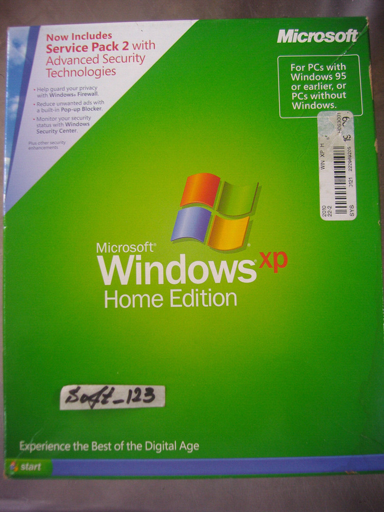MICROSOFT WINDOWS XP HOME w/SP2 FULL OPERATING SYSTEM OS MS WIN =SEALED BOX=