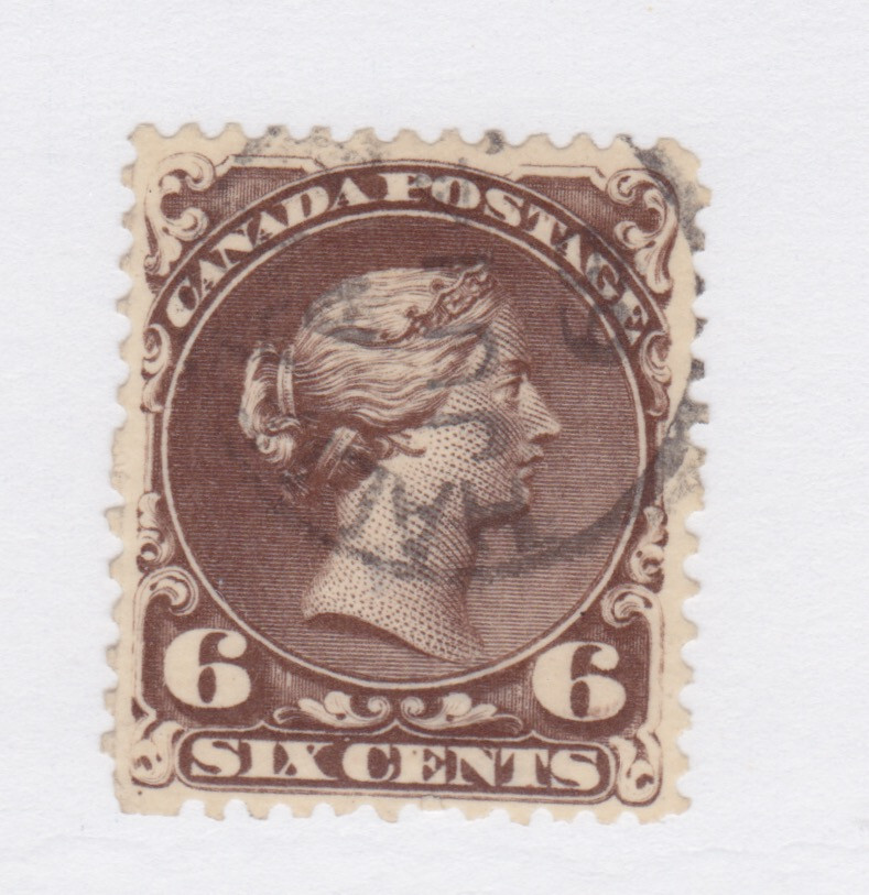 CANADA  #27 dark brown used Halifax postmark 1869 GEM