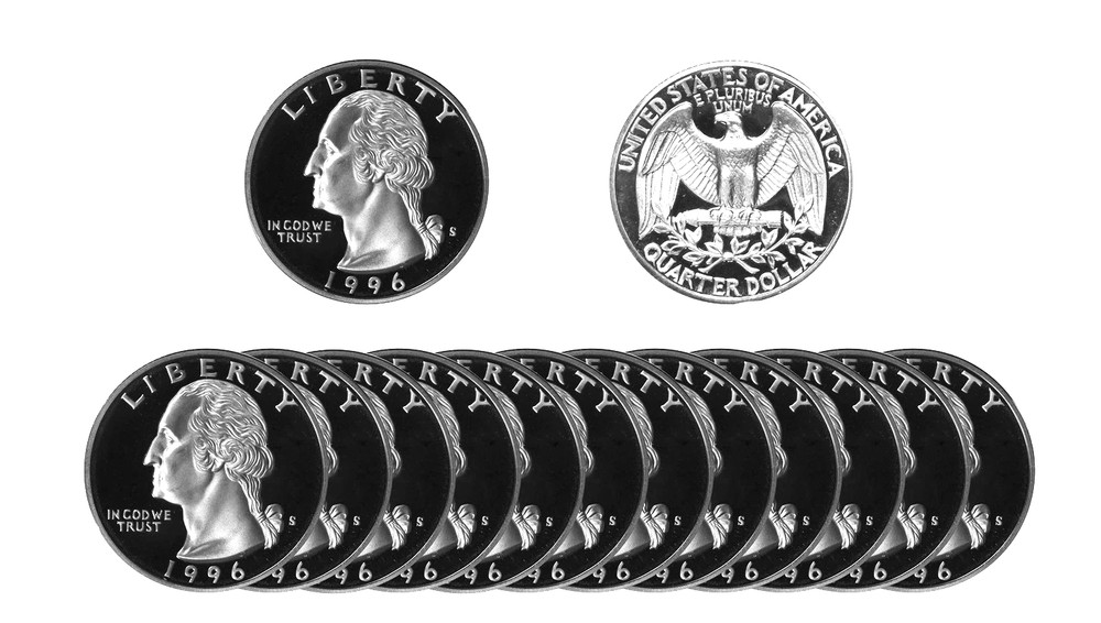 1996 S Proof Clad Washington Quarter 40pc Roll