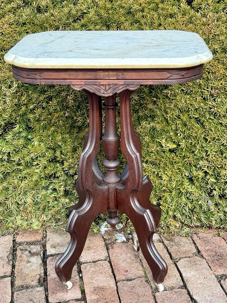 Antique Victorian Marble Top END SIDE/Lamp TABLE