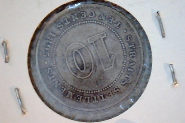 Straits Settlements 1895 10 Cents .850 SILVER