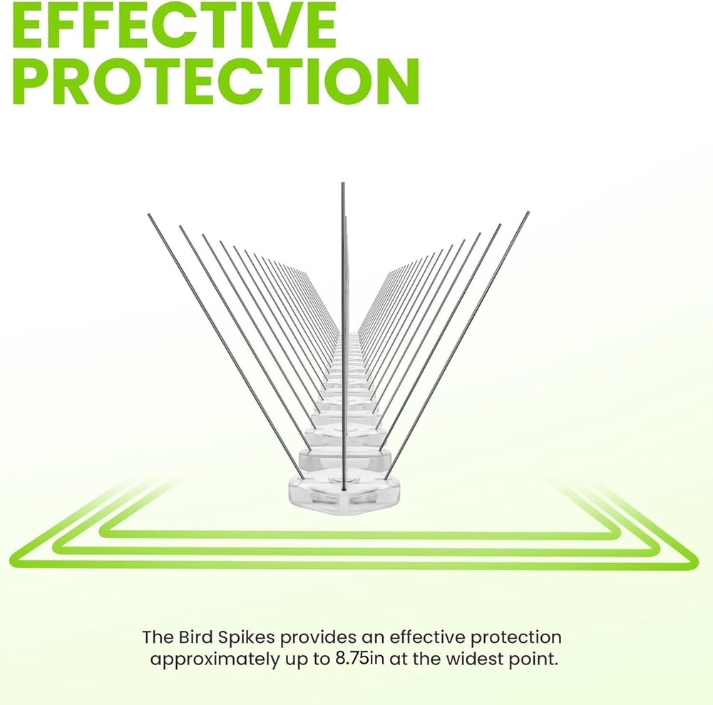 Versatile Stainless Steel Bird Spikes - 10ft Coverage, Effective & Humane