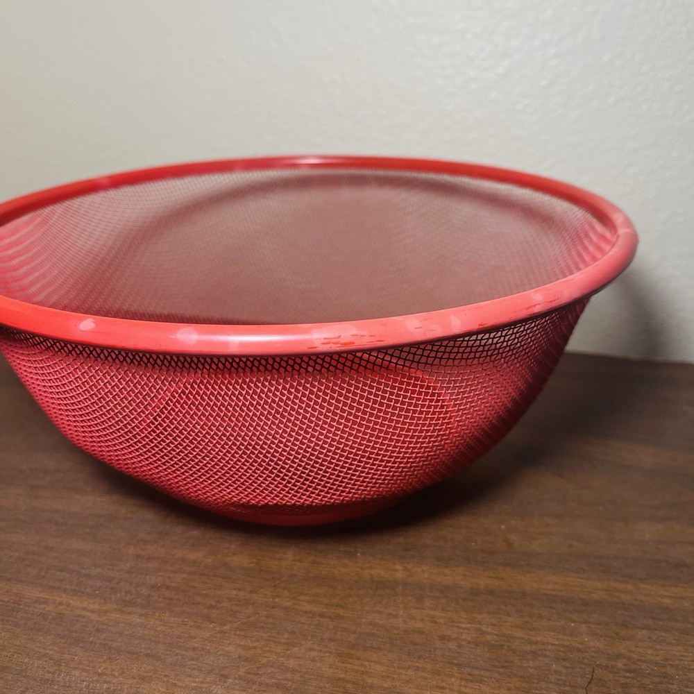 Apple Shape Fruit Mesh Basket Red Full Enclosure Snaps Shut Whimsy Artsy Boho