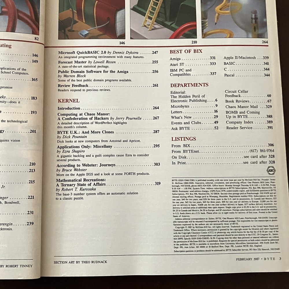 February 1987 Byte computer magazine Wood Computer School Desk Cover