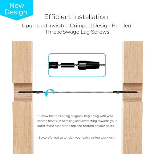 Pair Cable Railing Kit, Invisible Crimp Fitting Deck Cable Level 10 Black