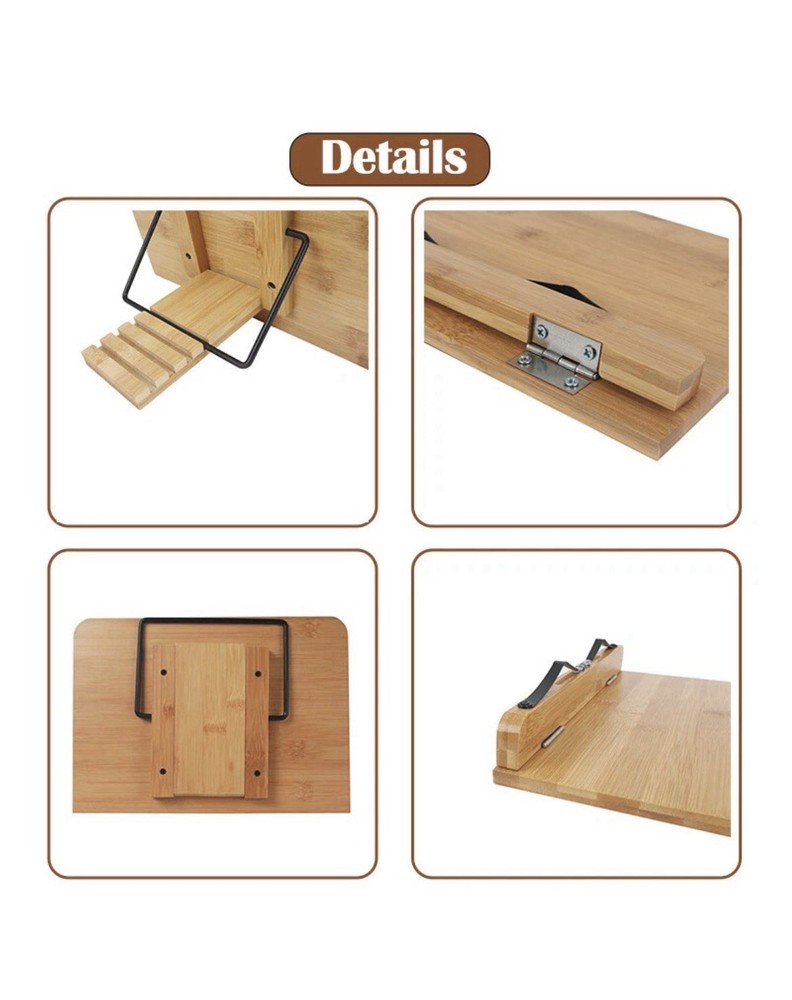 Adjustment Book Stand Bamboo Reading Rest Tablet Rack Home Study Holder Foldable