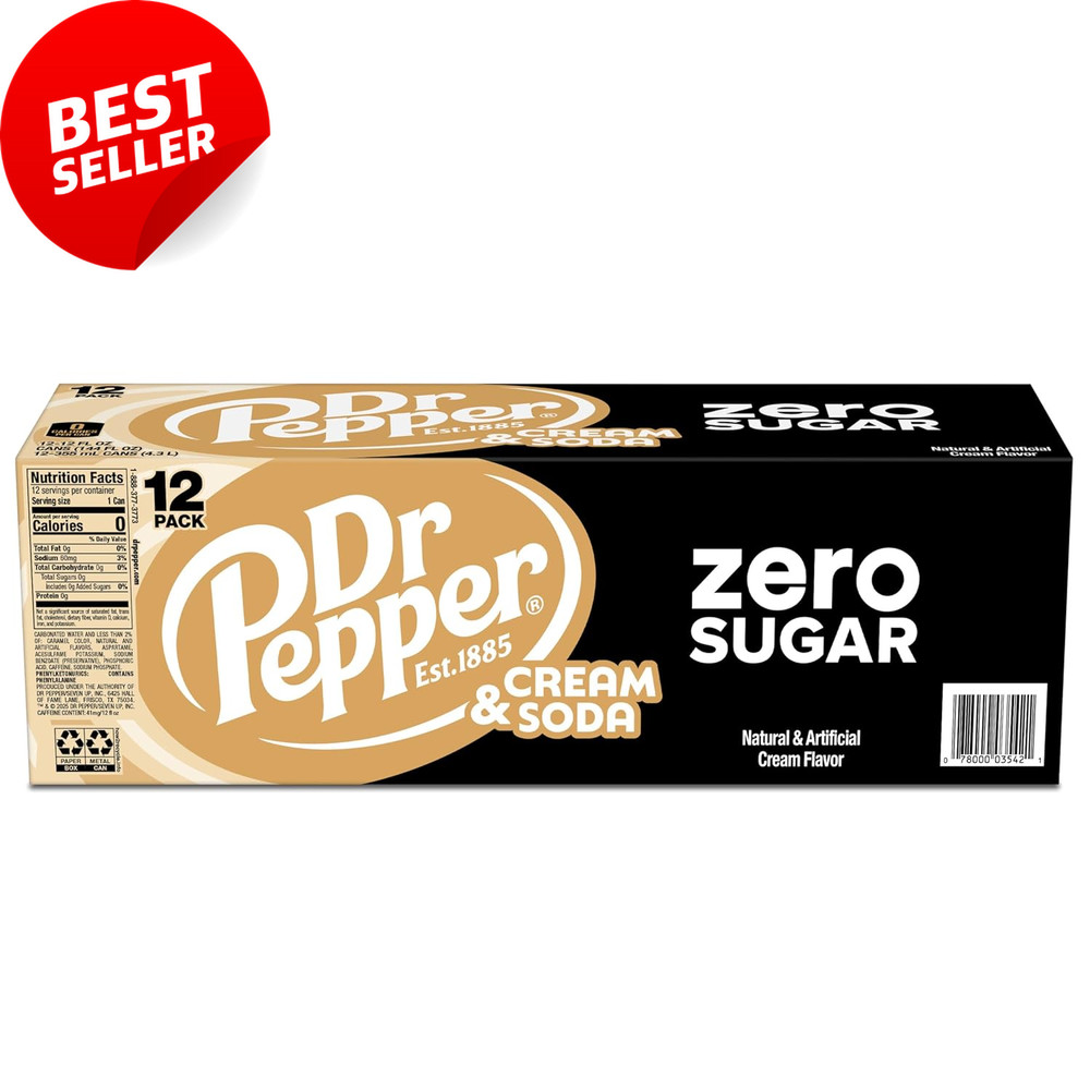 and Cream Soda Zero Sugar, 12 Fl Oz Cans, 12 Pack