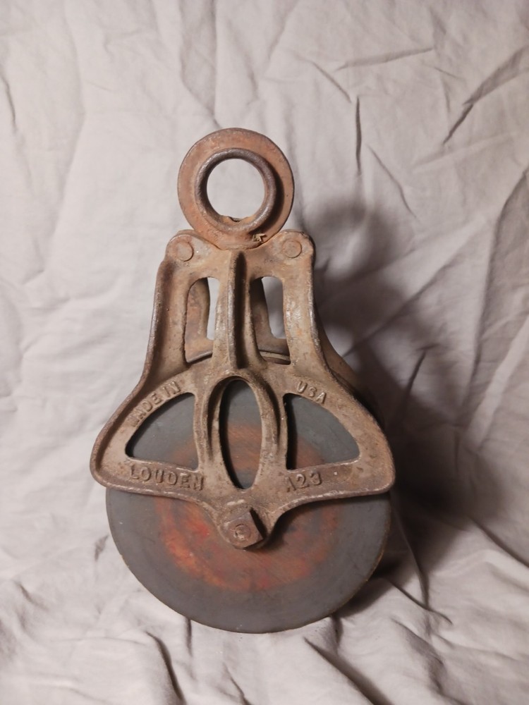 Antique block pulley. wood/cast iron. rustic