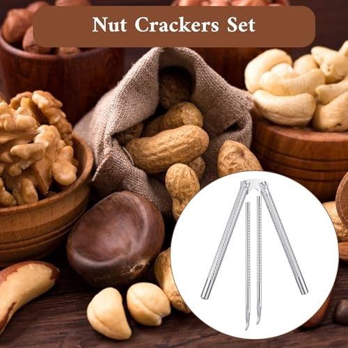 1 Pack Nut Crackers for All Nuts, Stainless Steel Walnut Cracker Tool with 2