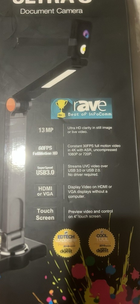 HoverCam Ultra 8 Document Camera Media Projector Digital Tv Display Touch Screen