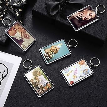 Clear Acrylic Keychain Frame - Double-Sided Photo Insert Keyring, Picture Snap