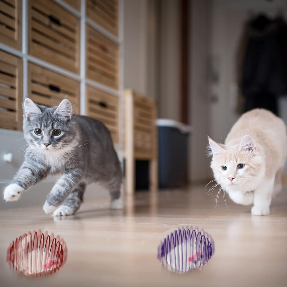 Jecery 5 Pcs Cat Spring Balls Stretchable Springs Toys Multicolor