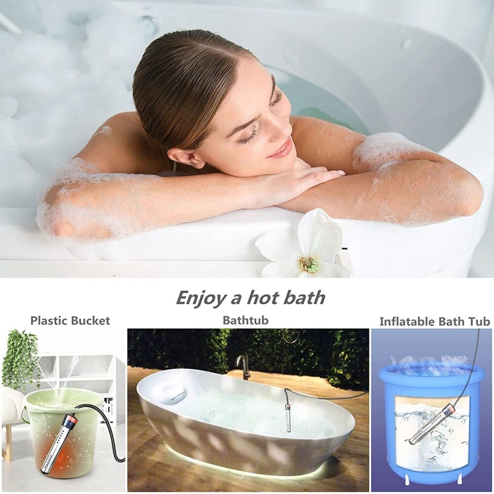 1500W 110V Portable Electric Immersion Bucket Water Heater Hot Tub Bath Warmer