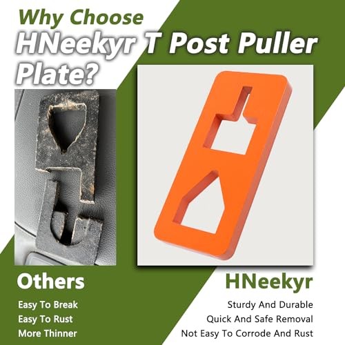 T Post Puller Plate Heavy-Duty Steel Quick Remove T-Posts from Square Orange
