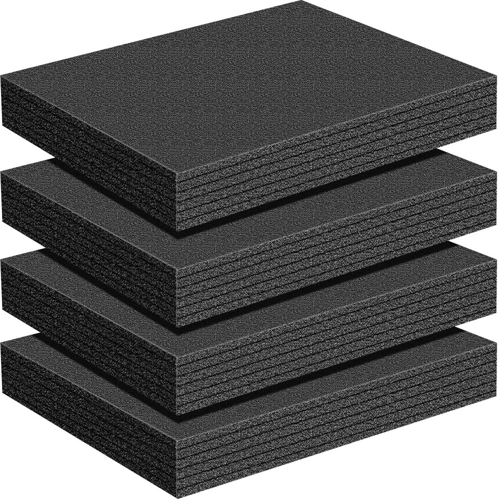 4 PCS Black Polyethylene Foam Sheets 16x12x2 Inch Thick Cuttable Case Insert