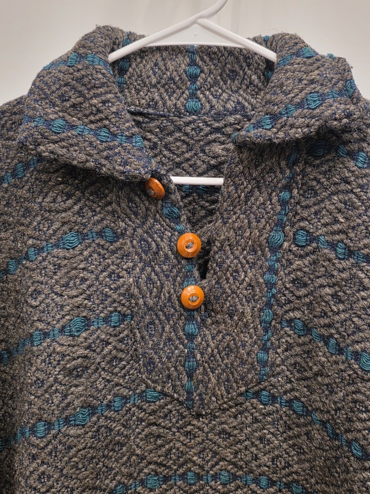 Vintage Peruvian Handmade Wool Pullover Jacket Andean Tribal L/XL