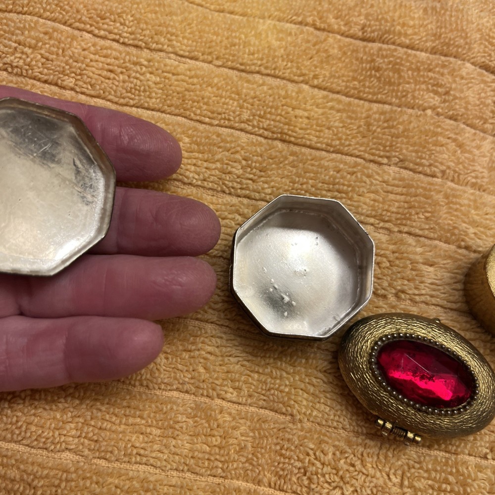 Trinket/pill Boxes (3) Cherries Red Ruby Heaven Scent Perfume Octagonal Sterling