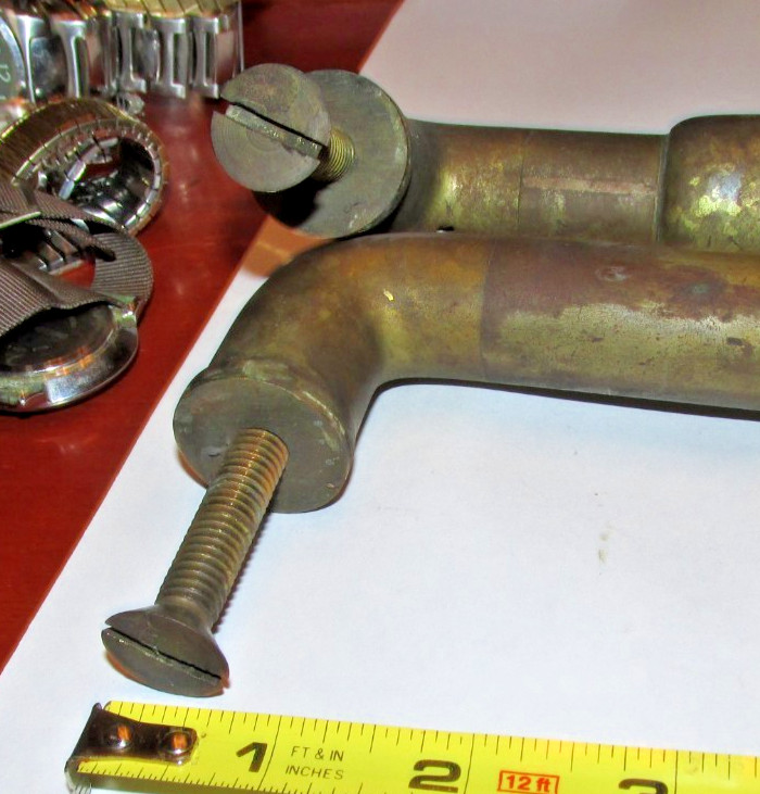 Vintage THEATRE SOLID BRASS DOOR PUSH BAR PAIR 1920'S