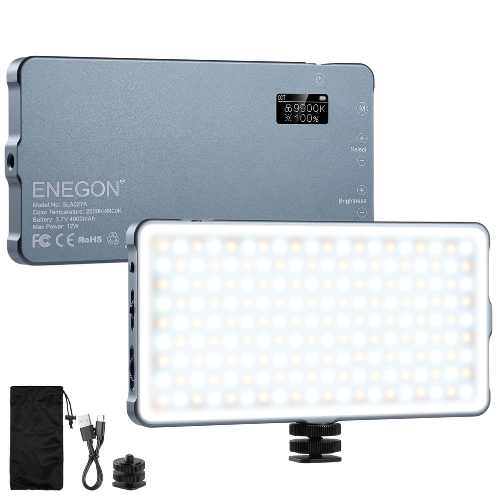 ENEGON 4000mAh Rechargeable Mountable Bicolor Video Light with Mini Panel for...