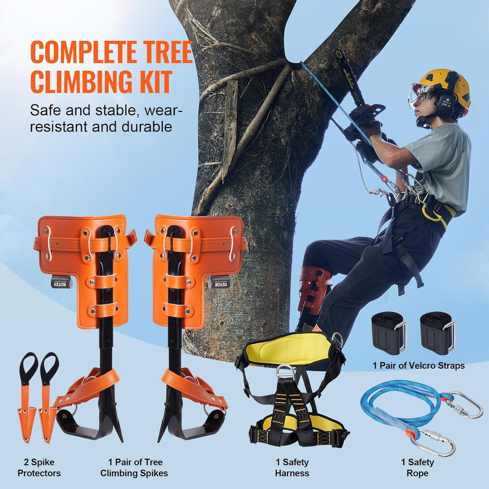 Tree Climbing Spikes Set, 1 Pair Height-Adjustable Climbing Spurs with Security