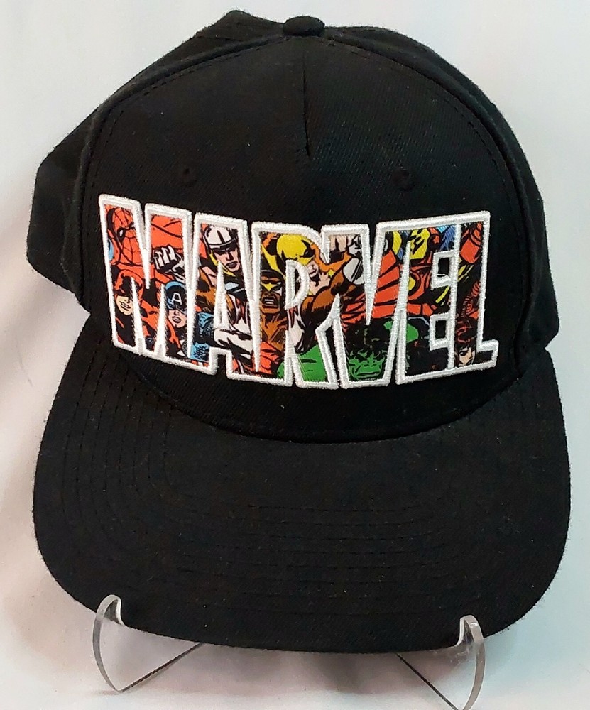 Marvel Avengers Black Snapback Adult Baseball Cap Flat Brim Adjustable Pre-owned