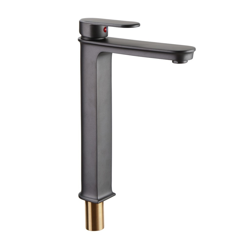 Gray Bathroom Sink Faucet Solid Brass