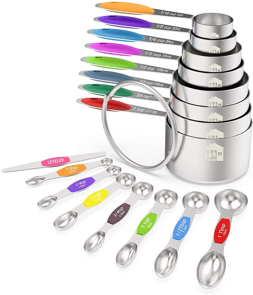 Measuring Cups Magnetic Measuring Spoons Set 16 Pcs, Stainless Steel Stackable