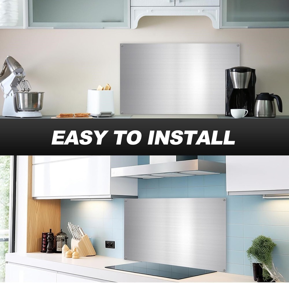 Kitchen Backsplash Stainless Steel Stove Back Wall Protector Panel Guard Board