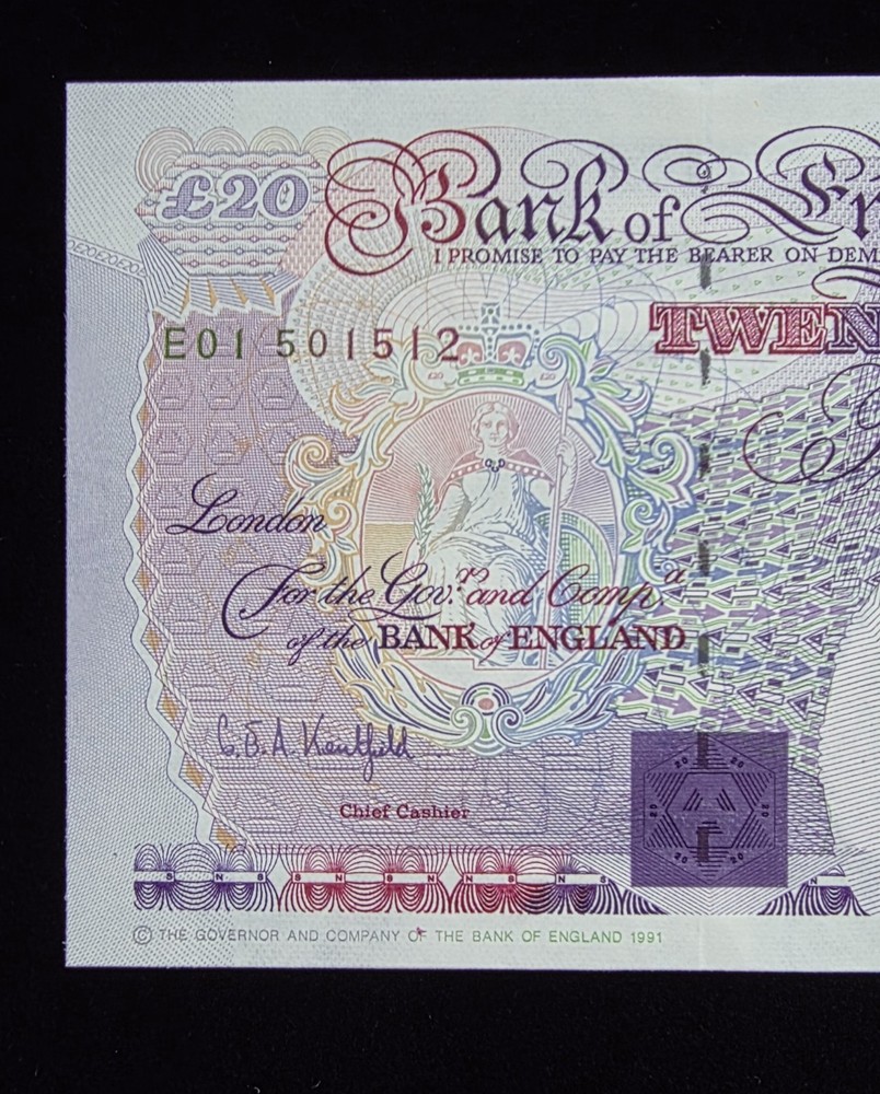 UNC First Run E01 £20 Twenty Pound Kentfield Banknote