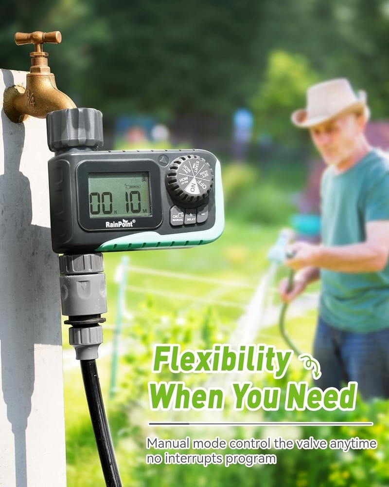 2024 Outdoor Water Timer with Rain Delay - Programmable Sprinkler Solution