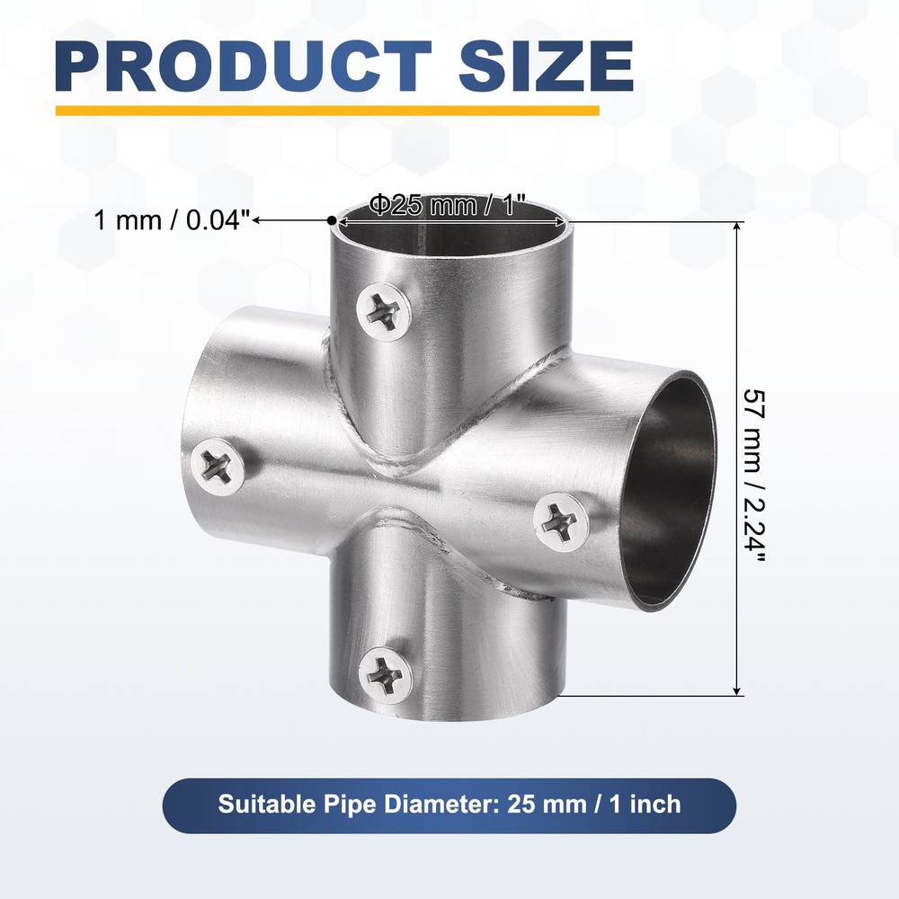 5Pcs End Rail Clamps 1" Flat Structural Pipe Connector 4-Way